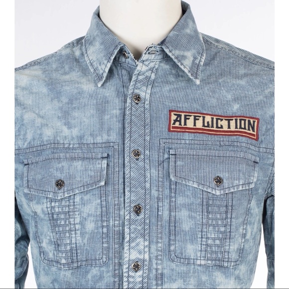 AFFLICTION Men's Button Down Fort Story - Picture 5 of 10